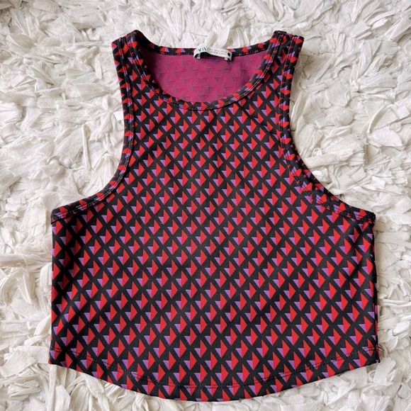 ZARA Retro Print Crop Tank Top Size M - Picture 2 of 5